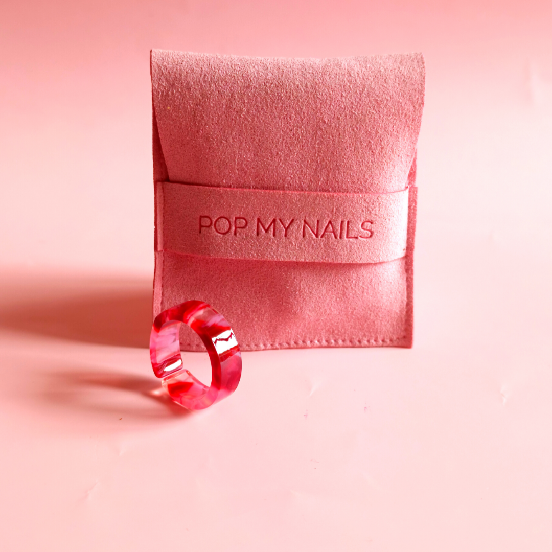 Bague acrylique rose & rouge