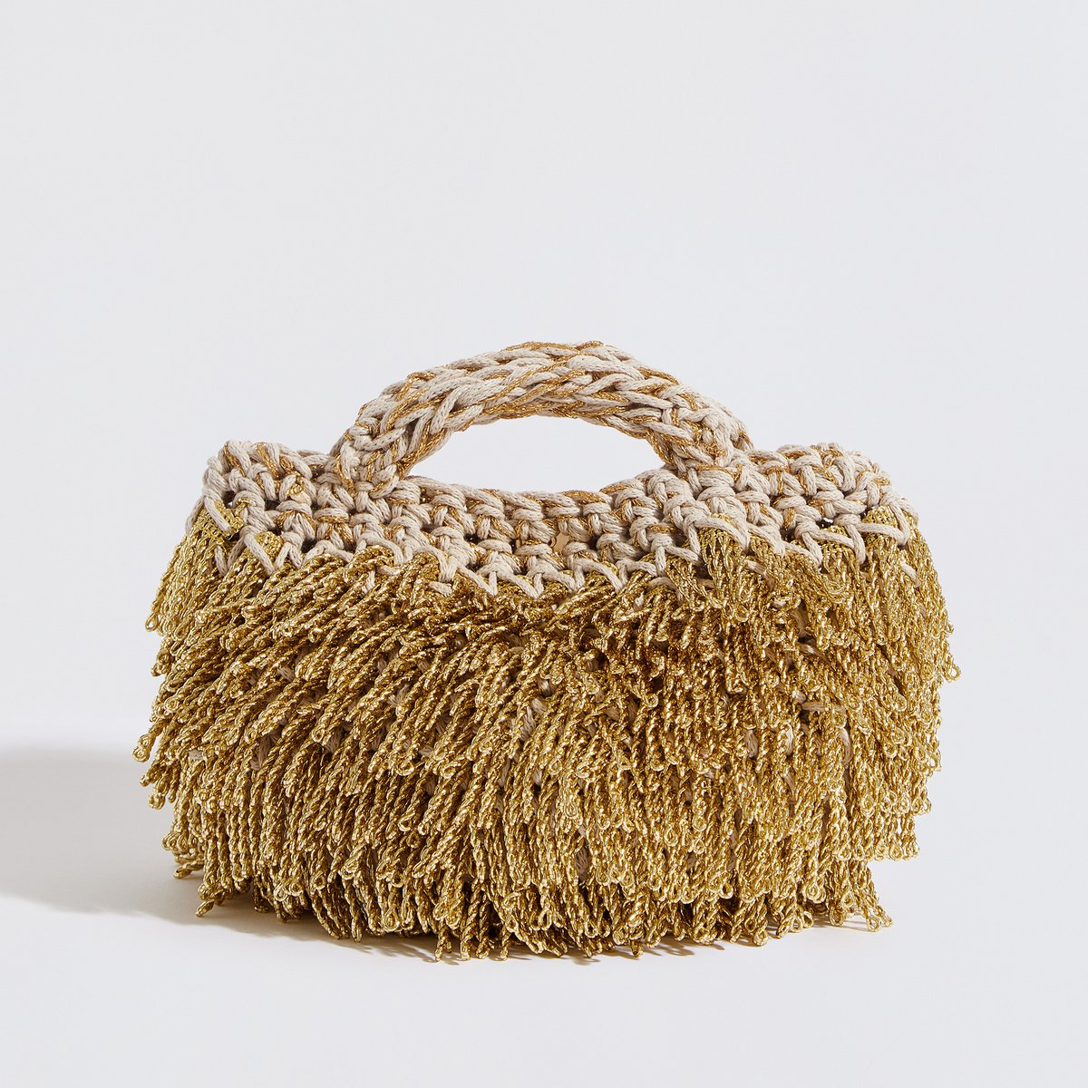 "Pebble Metallic" handgemaakte koppeling met crossbody -band goud