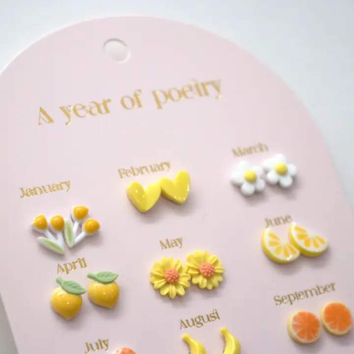 A Year of Yellow Poetry Earrings - English Version