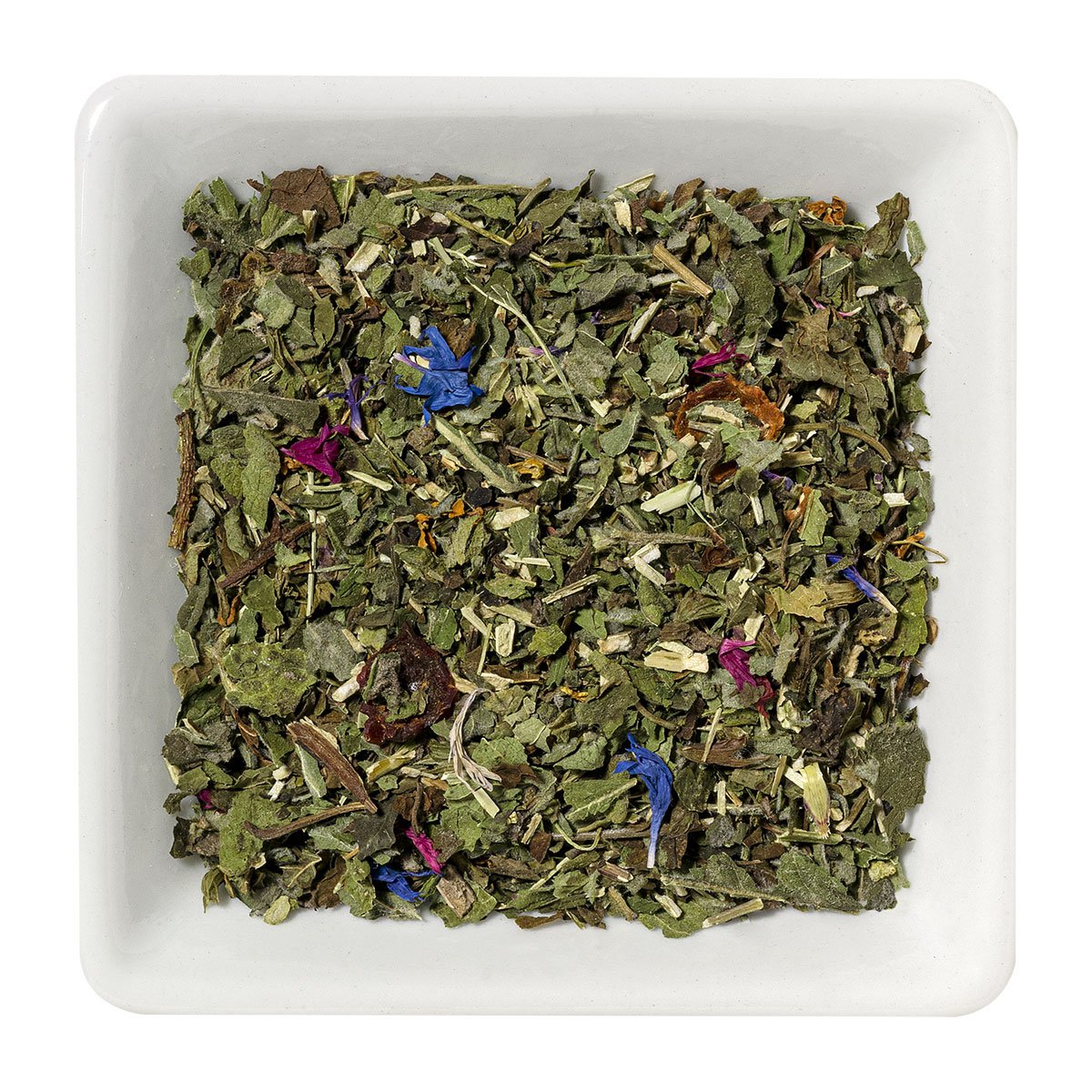 Sensación visceral: té de hierbas en una lata de té