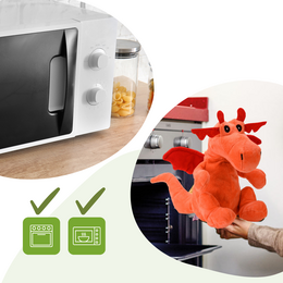 Heat cushion, the natural hot water bottle as a large dragon cuddly toy with organic millet filling and health herbs