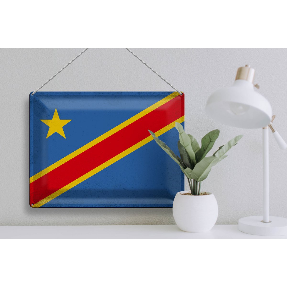 Tin Sign Flag DR Congo 40x30cm Flag Congo Vintage