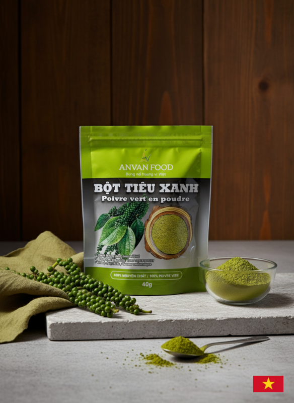 Pimiento verde en polvo - bolsa de 40 g - paquete de 6