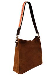 BOHO IBIZA BAG - Coral Ivory shoulder strap (70cm) + Suede bag (Cognac)