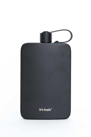 Water bottle stainless steel black - 500ml - flat