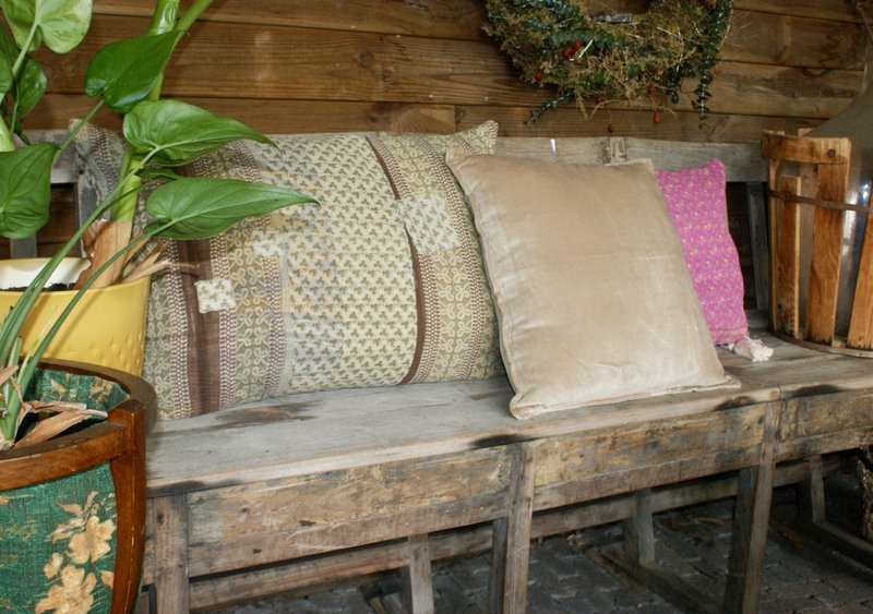 Housse de coussin Vintage Kantha 40x60 cm rose