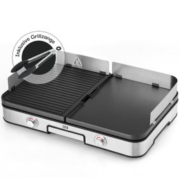 LEBENLANG elektrisk grill bordgrill elektrisk - inklusive grilltang & stænkskærm I 2400W til indendørs og udendørs Jeg griller elektrisk grill til altanbord I elektrisk pladegrill indendørs grill indendørs grill