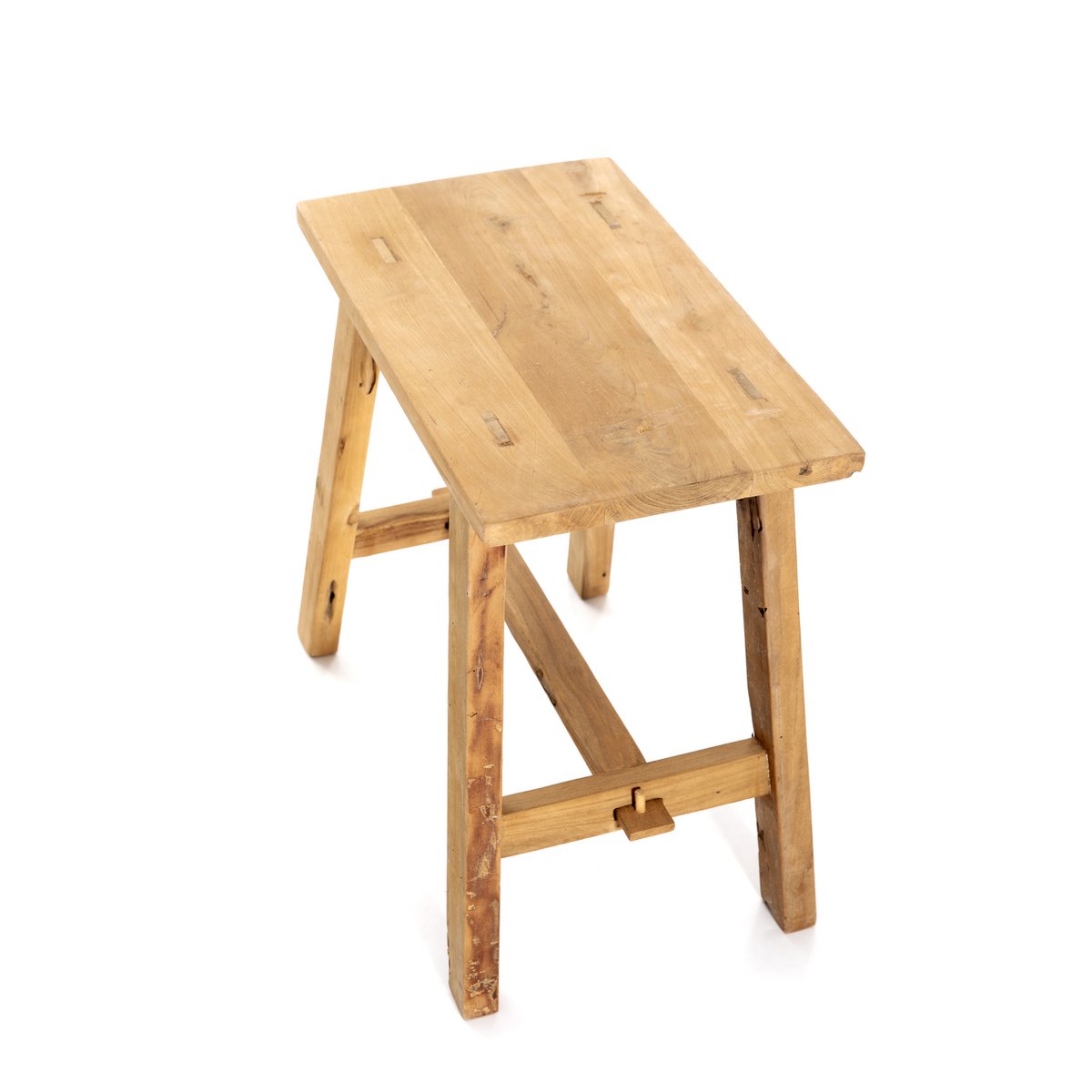 Ganesja kleine teakhouten kruk 37x16xH:30 cm natuurlijke schoonheid