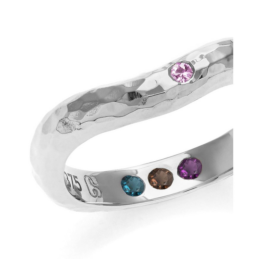 Pre-Set Hidden Inner Strength Ring Silver Hammered