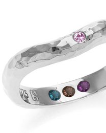 Pre-Set Hidden Inner Strength Ring Silver Hammered