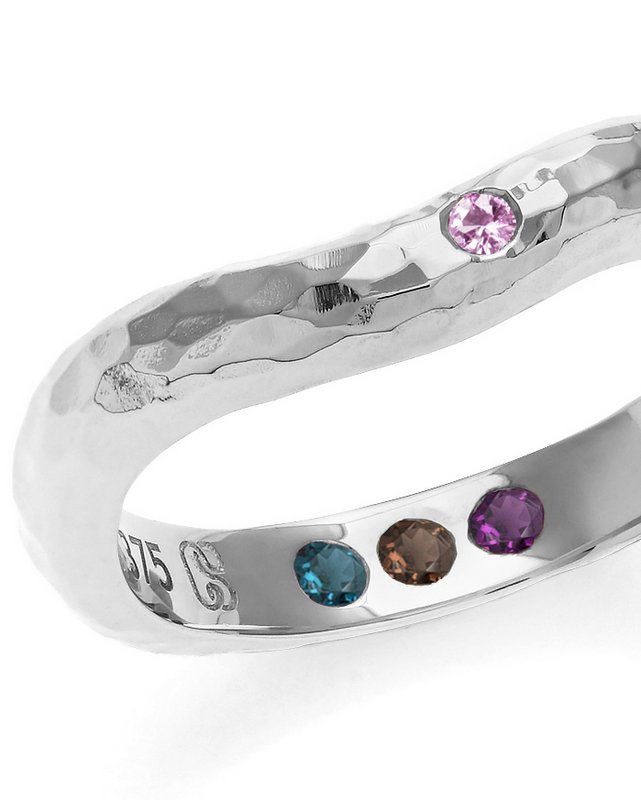 Pre-Set Hidden Inner Strength Ring Silver Hammered