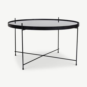 Roma Coffee Table, Glass & Black