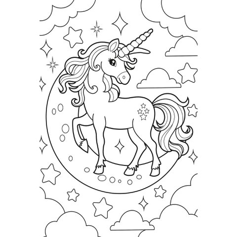 Bemalbares selbstklebendes Poster - Einhorn und Sterne