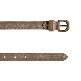 RB4021AQ | Women's Belt Made in Italy in Genuine Dollar Grained Leather. Buckle in shiny gold finish. Taupe color. Dimensions: 115 x 2.0 x 0.5 cm (waistline 100 cm)