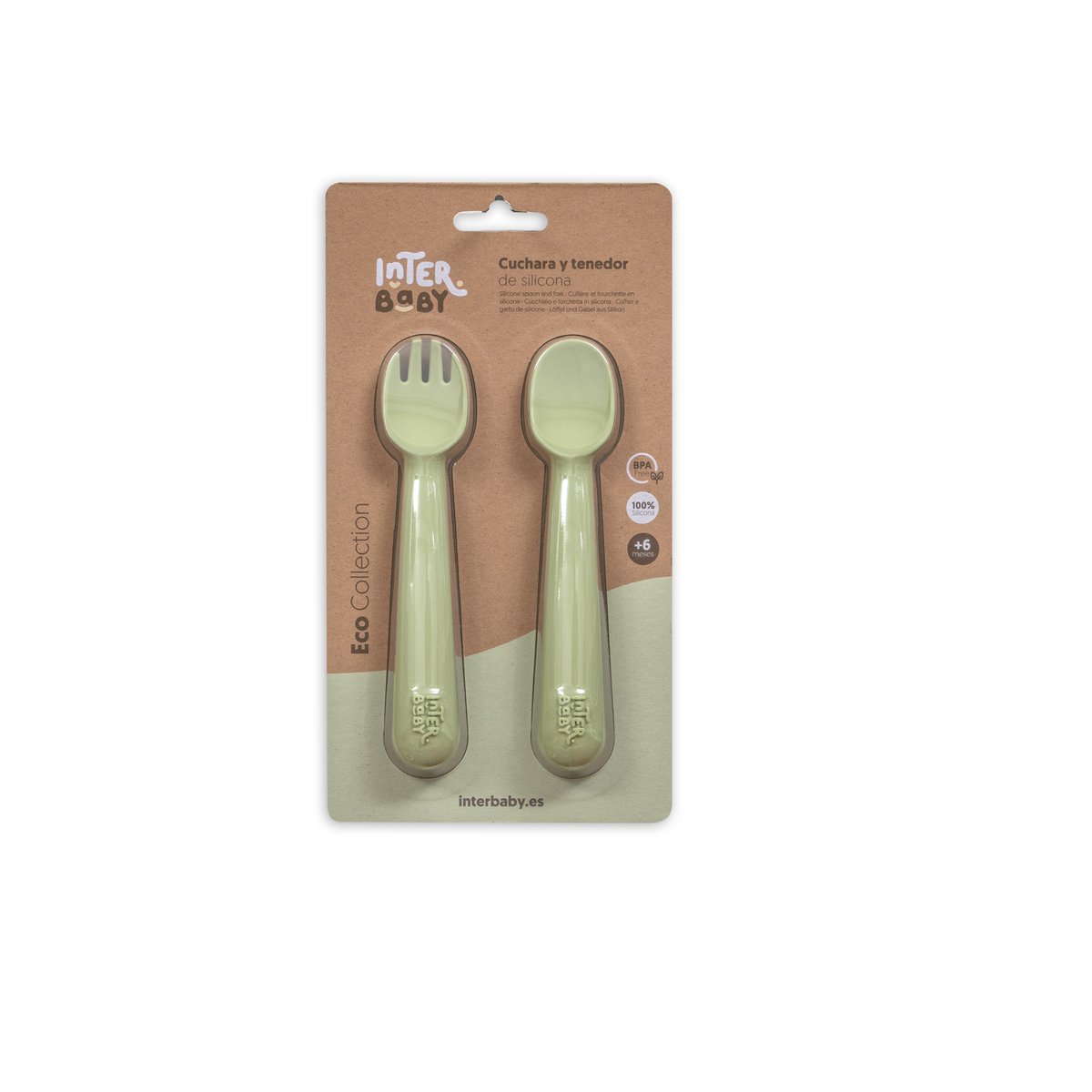 Siliconenlepel en vork van Olive Green
