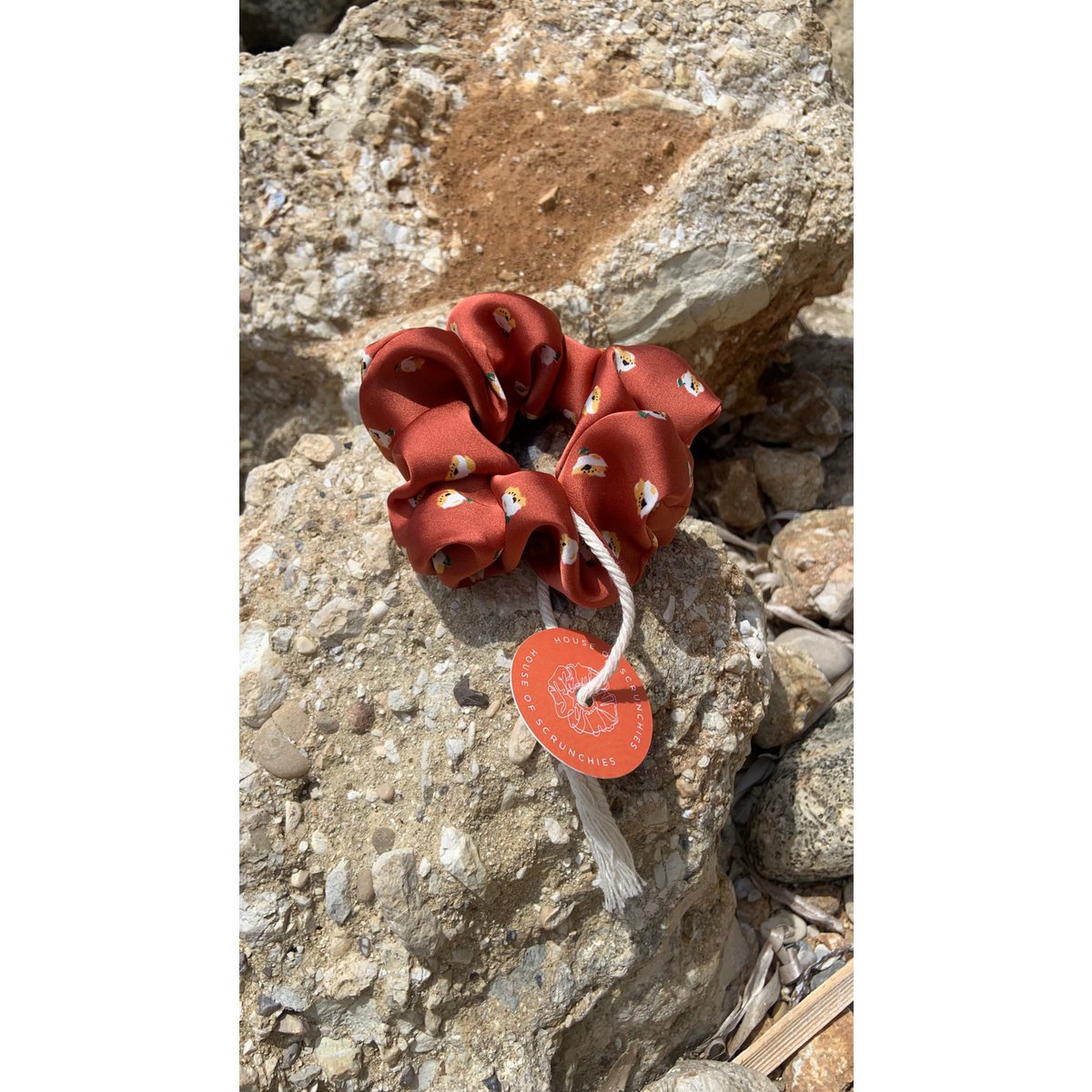 Scrunchie - Rust Flower - Recycled