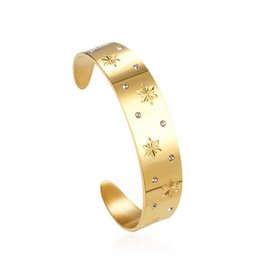 STELLAR GLOW - Rigid Bracelet with Stars in gold-plated steel