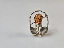 Sølv baltisk ravfarvet broche-nål