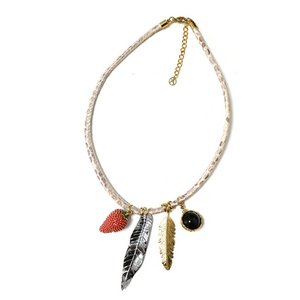 Spotted Leather Cord Necklace with Pendants