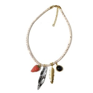 Spotted Leather Cord Necklace with Pendants