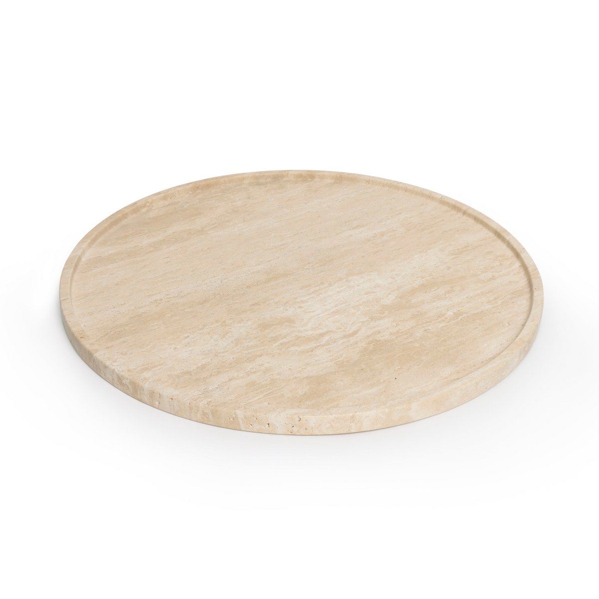 Plateau en travertin rond avec bord 45cm