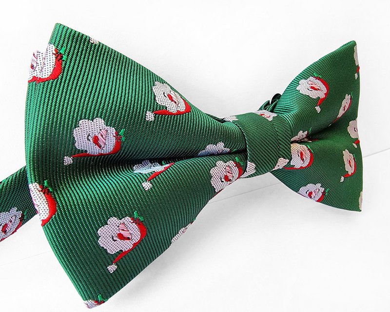 Bowtie - Green with Santa's face