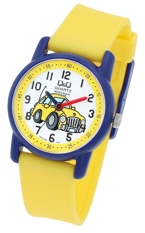 Montre pour enfants Q&Q "Car", bracelet en résine, 10 ATM