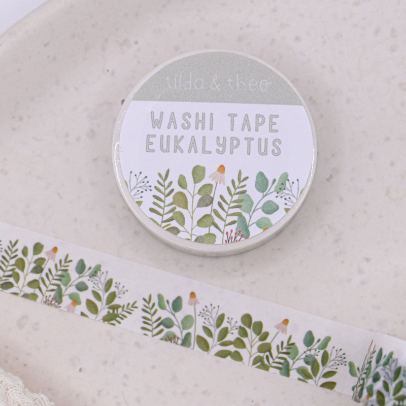 Washi Tape Ramas de Eucalipto - Cinta Adhesiva Cinta Adhesiva Prado de Flores