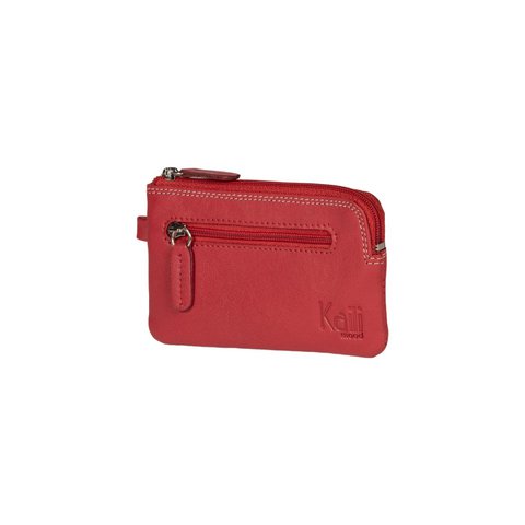 K10218VB | Sleutelhanger/portemonnee in echt leer Col.Red. Rits Accessoires Gepolijst Nikkel. Afmetingen: 12 x 7 x 0,5 cm. Verpakking: stijve bodem/deksel geschenkdoos