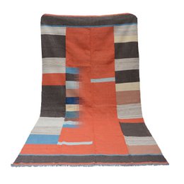 Modern Carmine Pink Kilim Rug