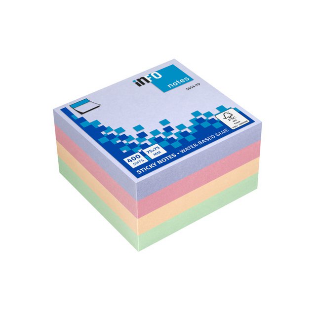 Note informative 75x75mm ass. blocco armonia da 400 fogli viola. rosa, salmone, verde