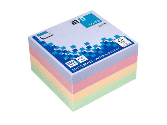 Note informative 75x75mm ass. blocco armonia da 400 fogli viola. rosa, salmone, verde