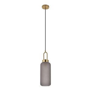Luton Pendant - Brass, Mat Smokey Glass, Ø13 cm, 150 cm Fabric Cord