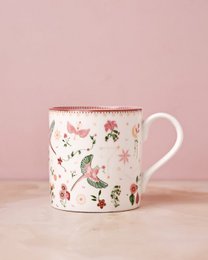 Fine China Coffee Mug - Floral Heart Motif, 300ml