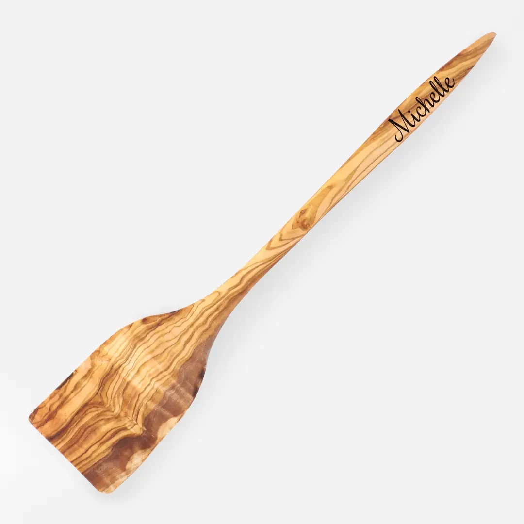Spatule en bois d'olivier | Ciré de qualité alimentaire | Tourneur plat