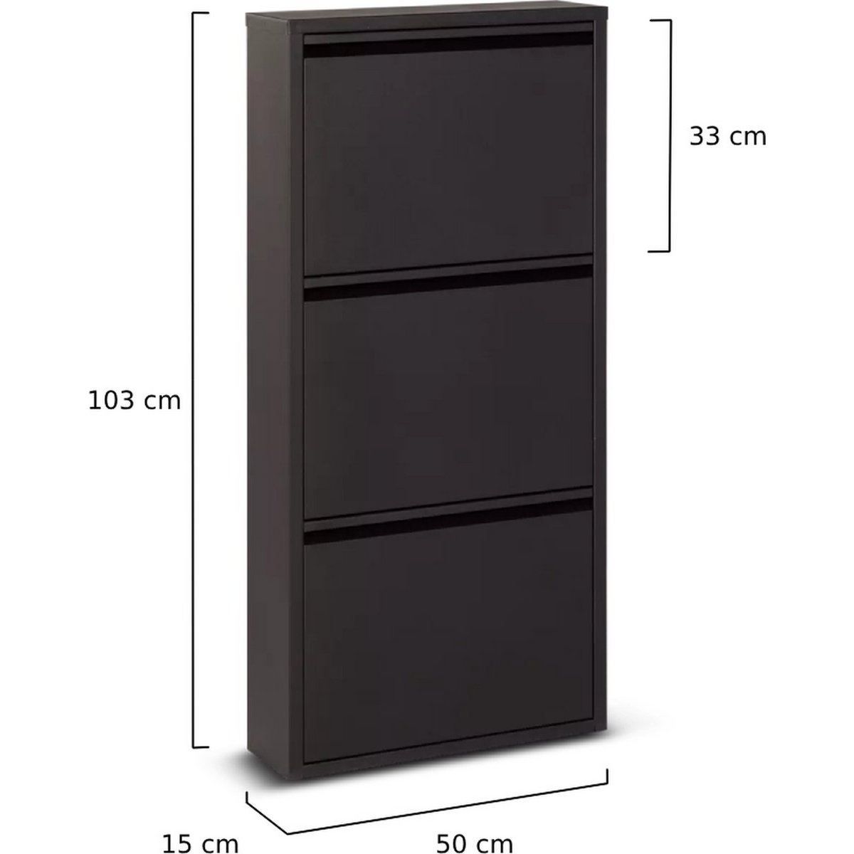 Schuhschrank aus Metall 3 - Türen | Mattschwarz