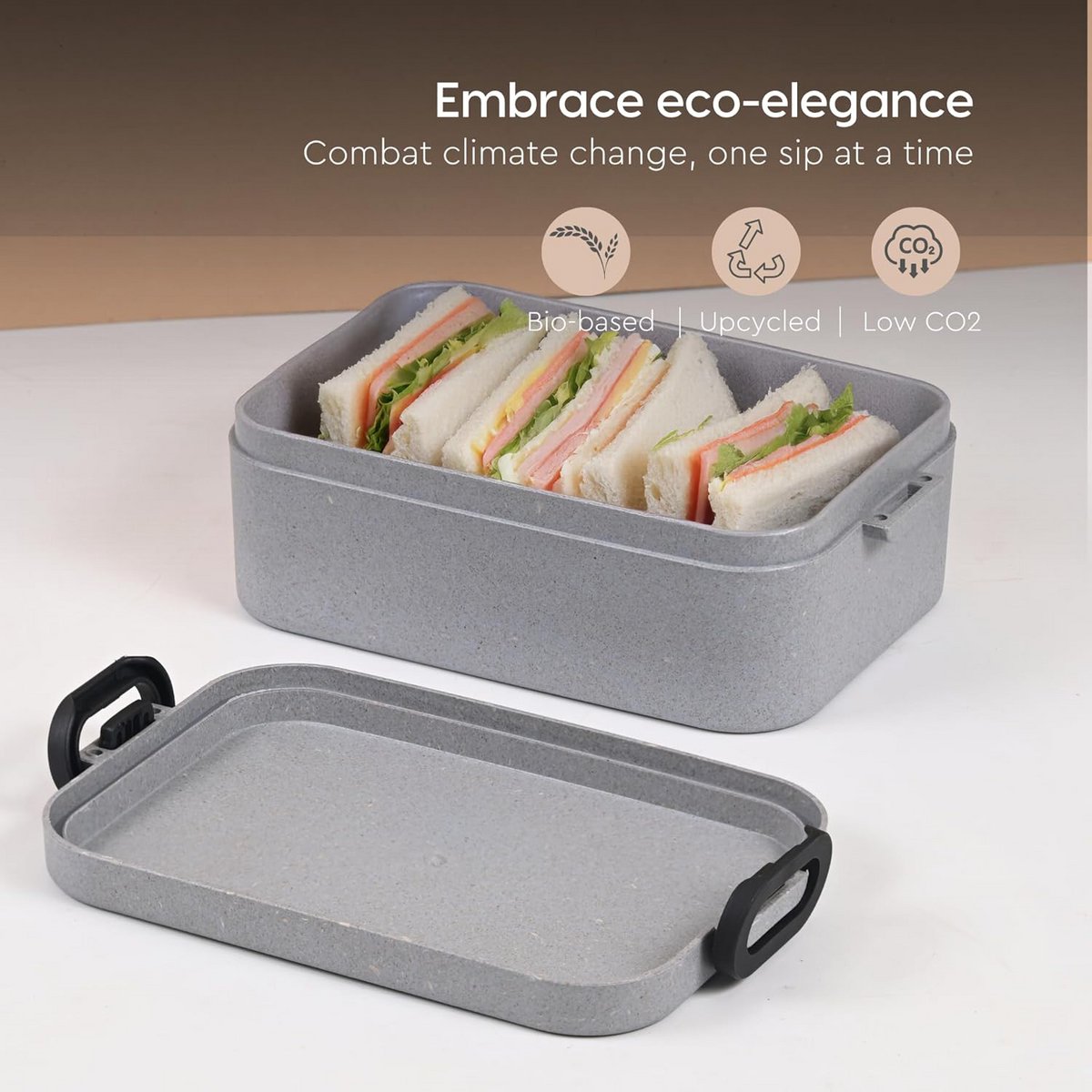 Pudełko na przekąski Ecofy Earth Friendly Soul | 800 ml | Zestaw 1 | Wykonane z biokompozytów łuski ryżowej | Pudełko z sejfem mikrofalowym i przekąskami dla dzieci | Pudełko na przekąski dla dzieci do szkoły | Certyfikat Azure TUV