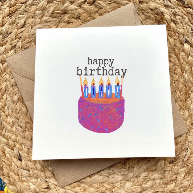 Card Bday Cake Purple