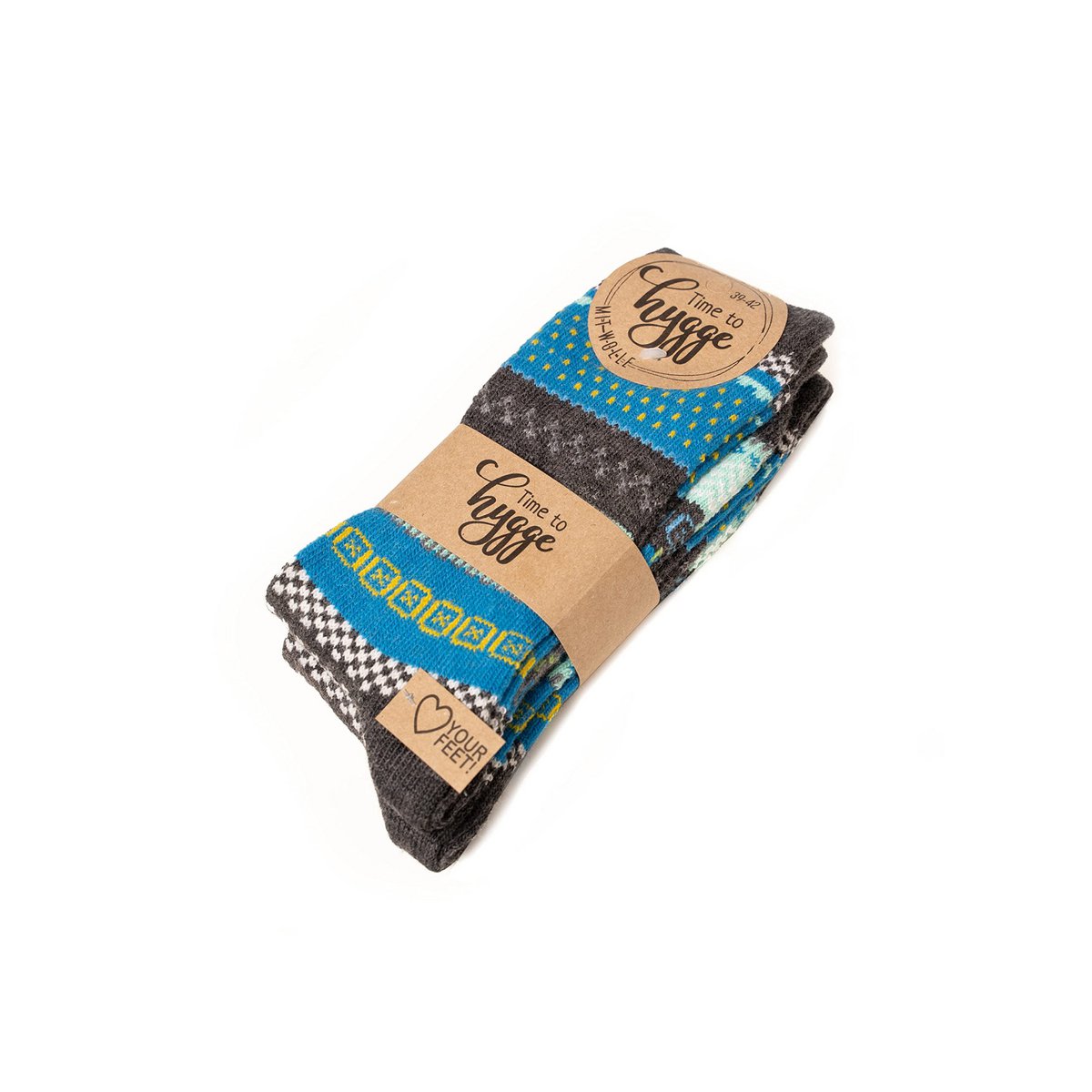 2 Paar 45% Wollsocken Bunt s Design 2 Paar