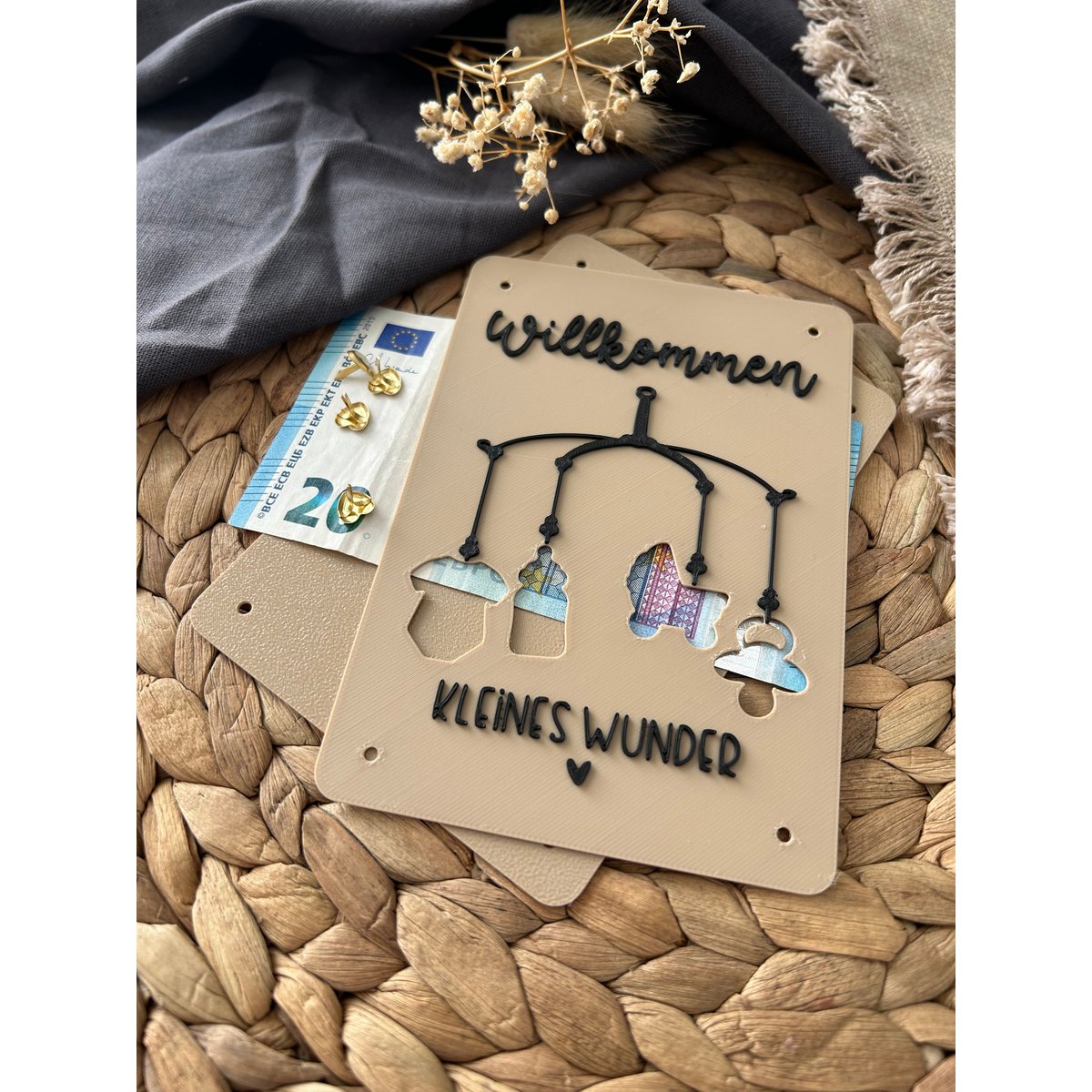 Money gift for the birth - money gift card baby - creative gift idea for new parents baby mobile