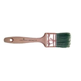 A flat, 5 cm wide paint brush with a wooden handle and green bristles. The brush appears to be used for wall art or painting applications.