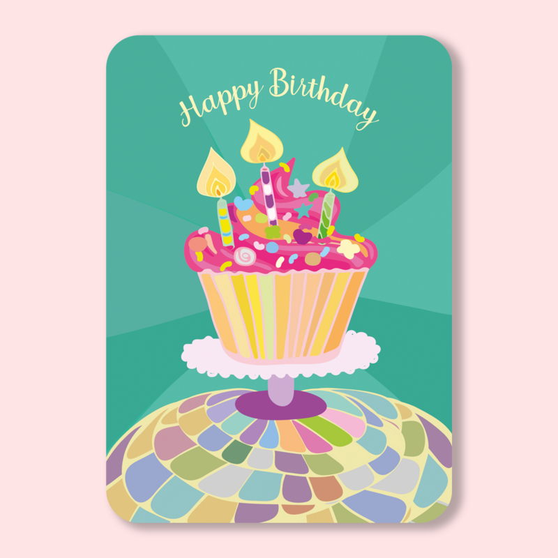 Geburtstags-Cupcake-Postkarte