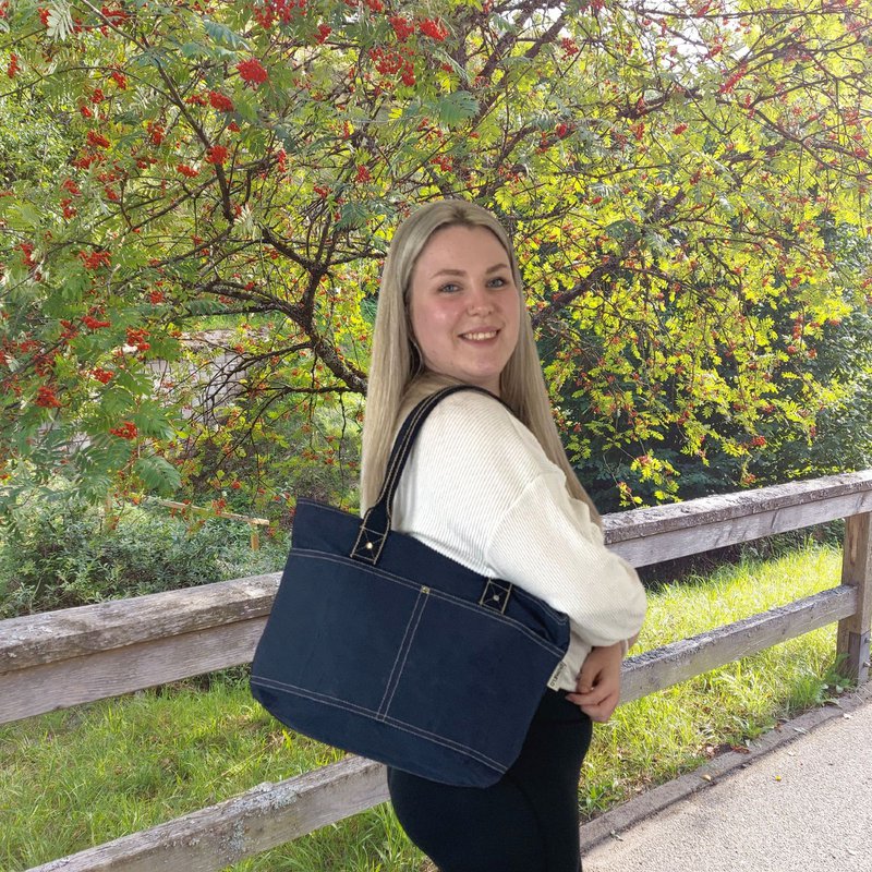 Domelo Damen gewachste Canvas Shopper. Wasserabweisende Handtasche.  Vegane Schultertasche . Einfarbig Damentasche A4 geeignet
