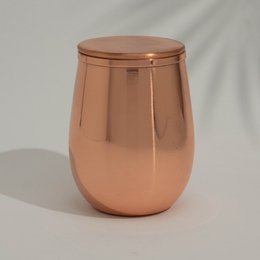Puur koperen effen gebogen beker met losse deksel – 300 ml