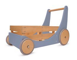 Chariot de rangement et déambulateur en bois 2-en-1 Kinderfeets - Bleu Ardoise ÉPUISÉ