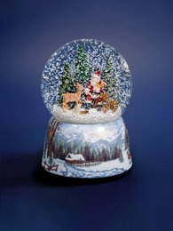 Gentil Santa snekugle – glas julesnekugle, musikalsk snekugle med julemand og skovdyr