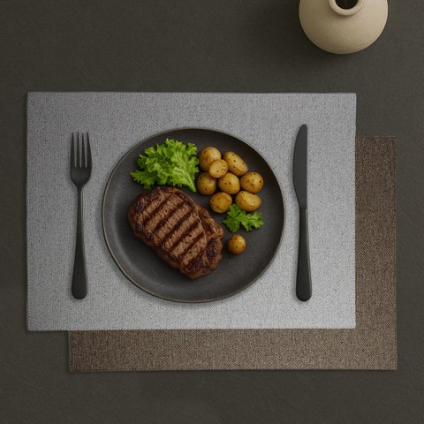 Wendbares Tischset 6er Set grau braun Leinen Optik 45x33 cm