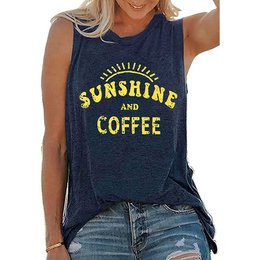 Camiseta sin mangas con cuello redondo estampada SUNSHINE para mujer en Europa y América