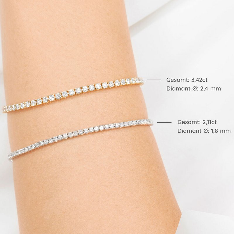 Tennis bracelet white gold, 2.11ct diamonds, 17.0 cm