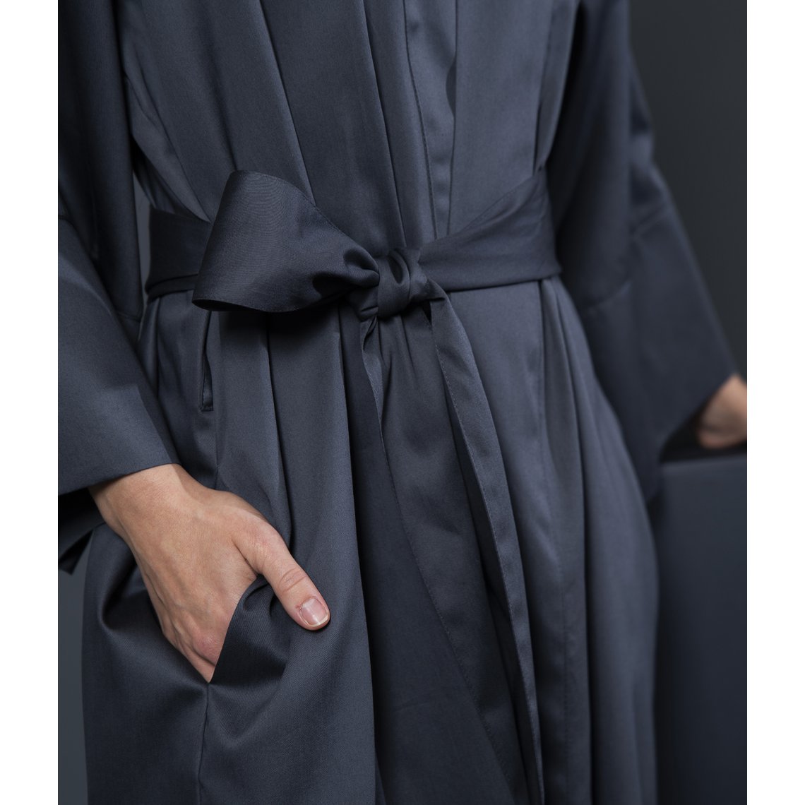 Badjas Kimono Effen Antraciet